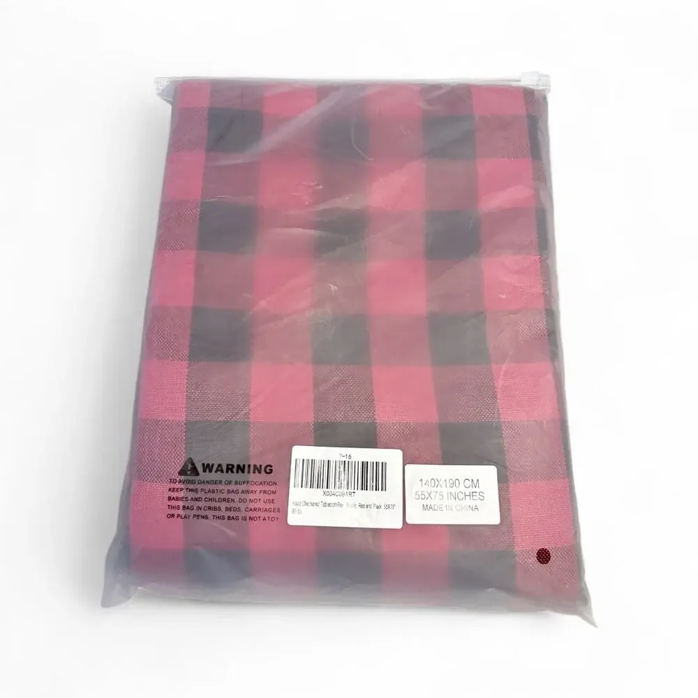 Alsoo Red Checkered Tablecloth Rectangle‎ Cotton Linen Fabric 55x75